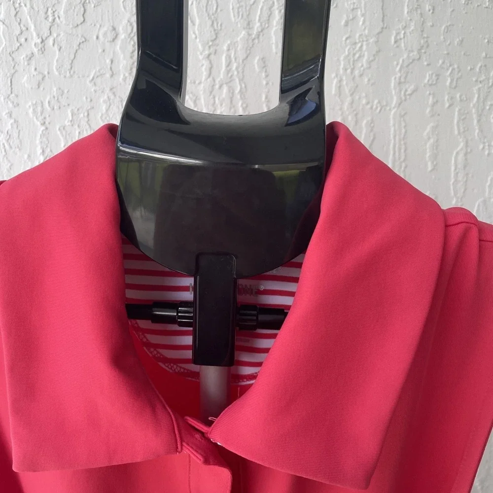 Tommy Bahama IslandZone Coral Sleeveless Polo Dress Belted Pockets Womens Medium